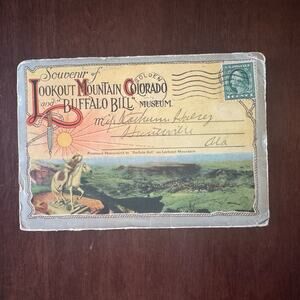 VTG Postcards Buffalo Bill Museum Lookout Mountain Colorado Souvenir Fold Out